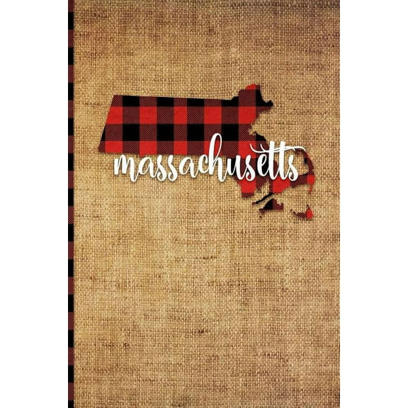 Massachusetts: 6' x 9' | 108 Pages: Buffalo Plaid Massachusetts State Silhouette Hand Lettering Cursive Script Design on Soft Matte Cover | Notebook, . Cambridge, Marthas Vineyard and C 1726394506
