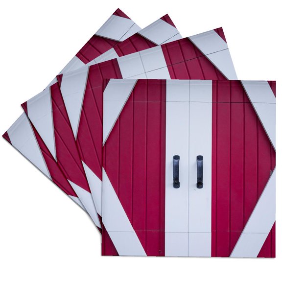 3drose, Massachusetts, Cape Ann, Gloucester, Barn Door Detail, Set of 4 Ceramic Tile Coasters