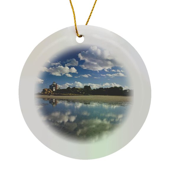 3drose, Massachusetts, Cape Ann, Good Harbor Beach - Us22 Wbi0683 - Walter Bibikow, Circle Porcelain Ornament