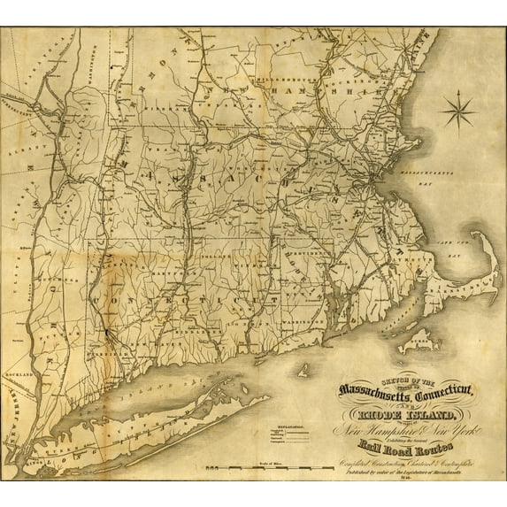Massachusetts Connecticut and Rhode Island and parts of New Hampshire & New York Poster Print