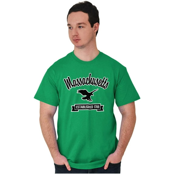 Massachusetts Cute Eagle Souvenir Plus Size Crewneck Graphic Tee Shirt Brisco Brands 3X