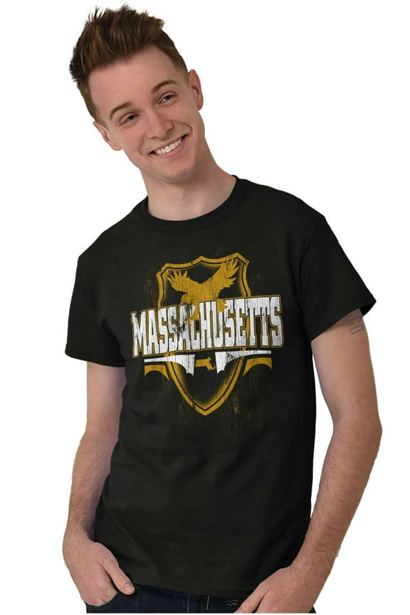 Massachusetts Eagle Shield Emblem MA Men's Graphic T Shirt Tees Brisco Brands L