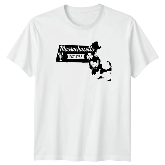 Massachusetts Est 1788 State Map US States Mens T-Shirt Womens Tee Graphic Top