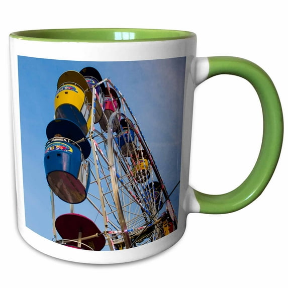 3drose, Massachusetts, Gloucester, Saint Peters Fiesta, Ferris Wheel 01, 11oz Two-tone Green Mug