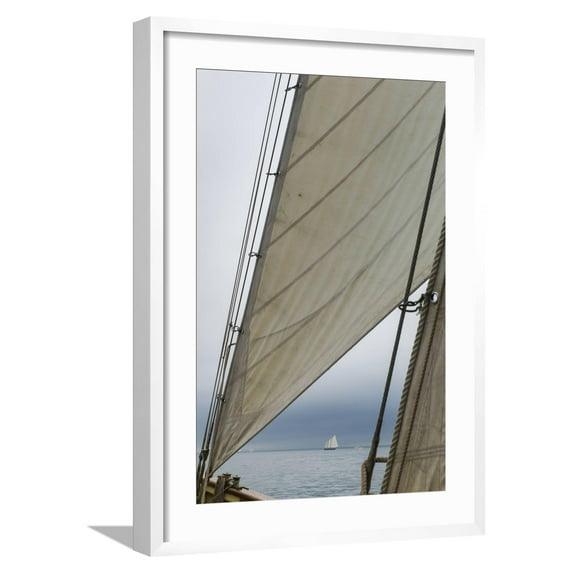 Art.com Massachusetts, Gloucester, Schooner Festival, Sails and Masts Photographic Print by Walter Bibikow, White Frame Wall Art, 21" x 29"