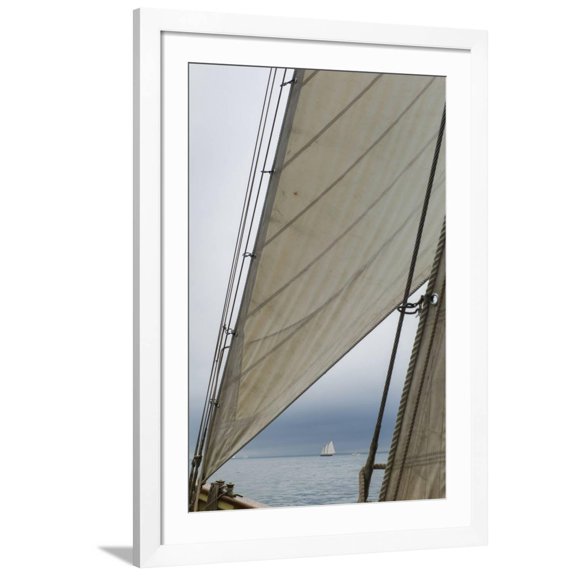 Art.com Massachusetts, Gloucester, Schooner Festival, Sails and Masts Photographic Print by Walter Bibikow, White Frame Wall Art, 32" x 44"