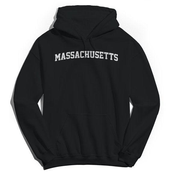 Massachusetts Graphic Black Men's Cotton Pullover Hoodie