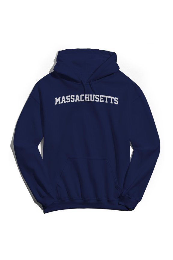 Massachusetts Graphic Navy Men's Cotton Pullover Hoodie