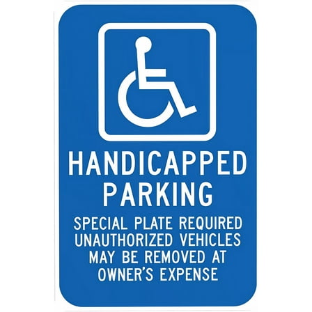 Massachusetts Handicap Parking Sign - 8"x12", Special Plate Required, Metal Decor for Home, Business