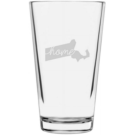 Massachusetts Home States Etched 16oz Libbey Pint Glass