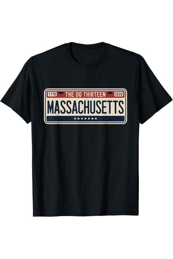 Massachusetts License Plate 250 Years Graphic T-Shirt