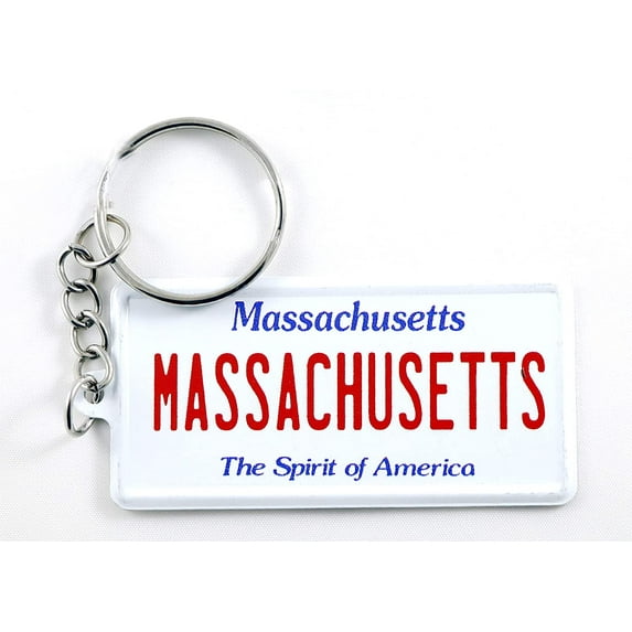 Massachusetts License Plate Aluminum Ultra-Slim Rectangular Souvenir Keychain