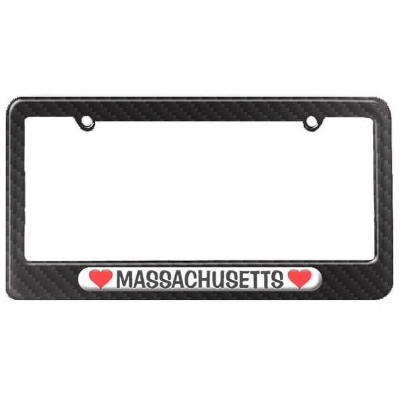 Massachusetts Love with Hearts License Plate Frame