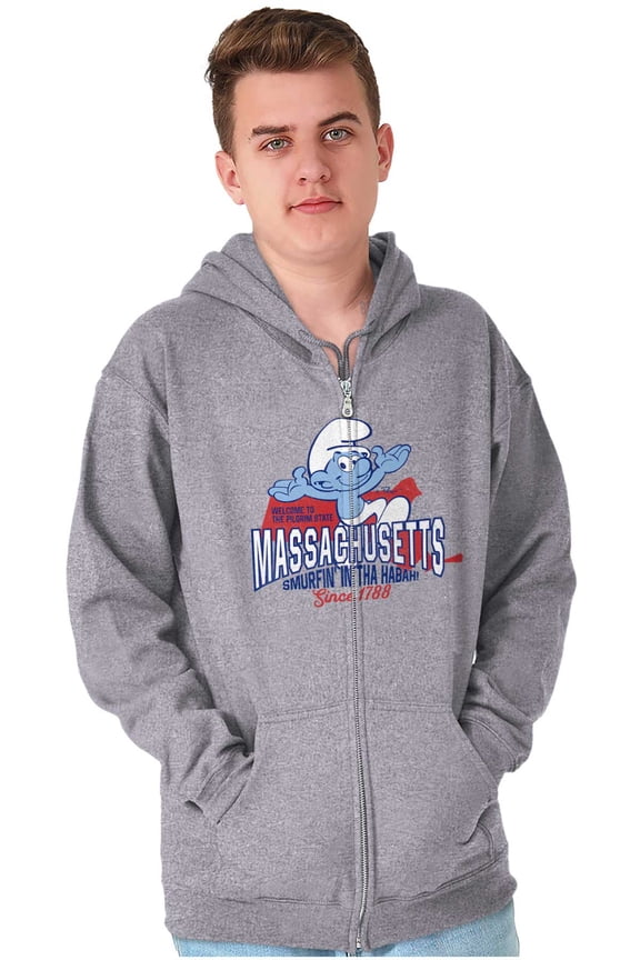 Massachusetts MA Accent Funny Smurfs Zip Up Hoodie Men's Women's Brisco Brands X