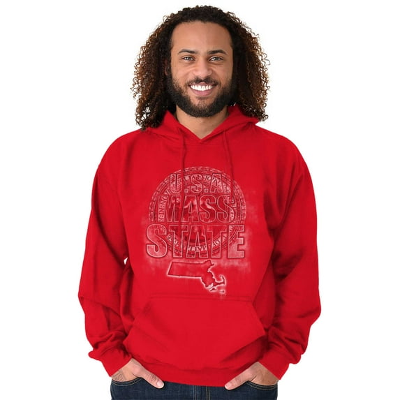 Massachusetts Mass Pride Retro Emblem Unisex Plus Fleece Graphic Hoodie Brisco Brands 2X