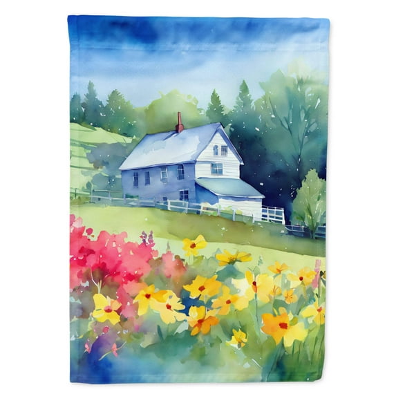 Massachusetts Mayflowers in Watercolor House Flag 28 in x 40 in