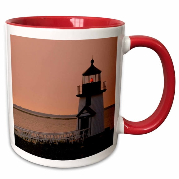 3drose, Massachusetts, Nantucket, Brant Point Lighthouse - Us22 Wbi0119 - Walter Bibikow, 11oz Two-tone Red Mug