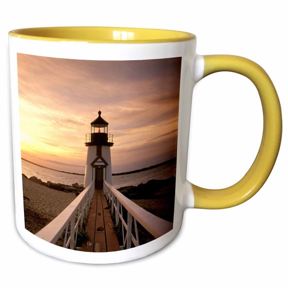 3drose, Massachusetts, Nantucket, Brant Point Lighthouse - Us22 Wbi0121 - Walter Bibikow, 11oz Two-tone Yellow Mug
