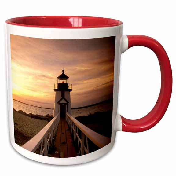 3drose, Massachusetts, Nantucket, Brant Point Lighthouse - Us22 Wbi0121 - Walter Bibikow, 15oz Two-tone Red Mug