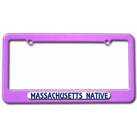 Massachusetts Native, State Pride License Plate Tag Frame, Multiple Colors