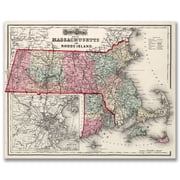 Massachusetts & Rhode Island 1873 Vintage Map 11x14 Unframed Print Antique Grays Atlas Poster Boston Inset Historical Cartography Reproduction New England Wall Art for Home Office Classroom Study US