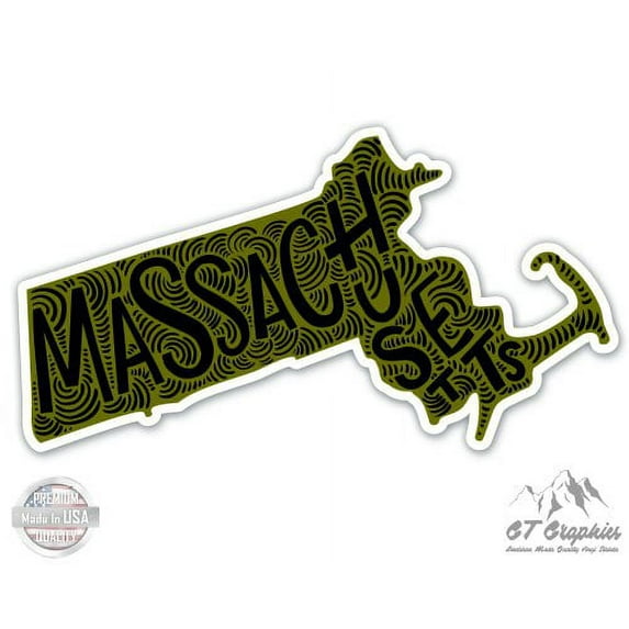Massachusetts Shape Cute Letters Native Local - 12" Vinyl Sticker Waterproof Decal
