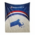 thumbnail image 1 of Massachusetts Soft Flannel Fleece Throw Blanket, Map Silhouette with Stars and Stripes Patriotic Arrangement, Cozy Plush for Indoor and Outdoor Use, 50" x 60", Blue Vermilion and White, by Ambesonne, 1 of 6