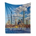 thumbnail image 1 of Massachusetts Soft Flannel Fleece Throw Blanket, Panoramic Style Boston Skyline with Boats and Skyscrapers Open Summer Day, Cozy Plush for Indoor and Outdoor Use, 50" x 70", Multicolor, by Ambesonne, 1 of 6