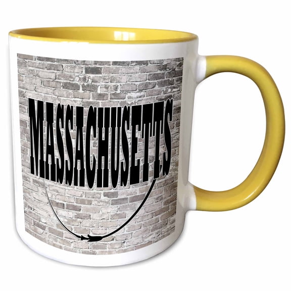 3drose, Massachusetts. State Capital Is Boston., 11oz Two-tone Yellow Mug