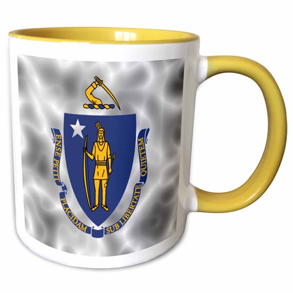 3drose, Massachusetts State Flag, 11oz Two-tone Yellow Mug