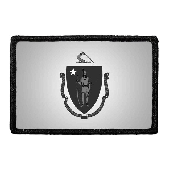 Massachusetts State Flag - Black and White - Removable Patch