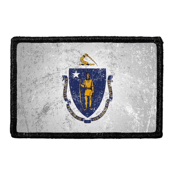 Massachusetts State Flag - Color - Distressed - Removable Patch