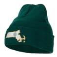 thumbnail image 1 of Massachusetts State Flag Map Embroidered Long Beanie - Dk Green OSFM, 1 of 5
