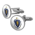 thumbnail image 1 of Massachusetts State Flag Round Cufflink Set Silver Color, 1 of 5