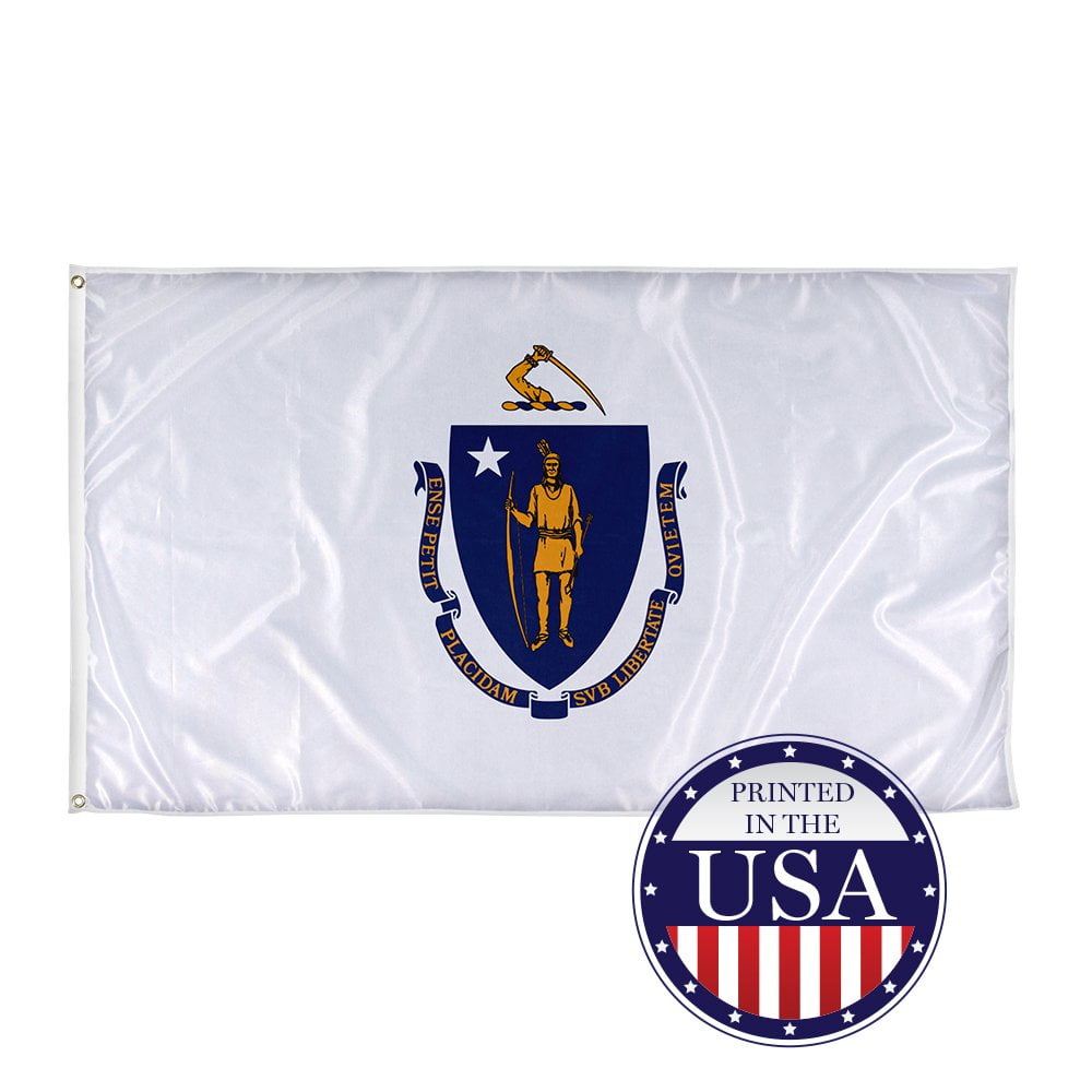 Massachusetts State Flags - 3ft x 5ft Knitted Polyester, State Flag Collection, Made in The USA