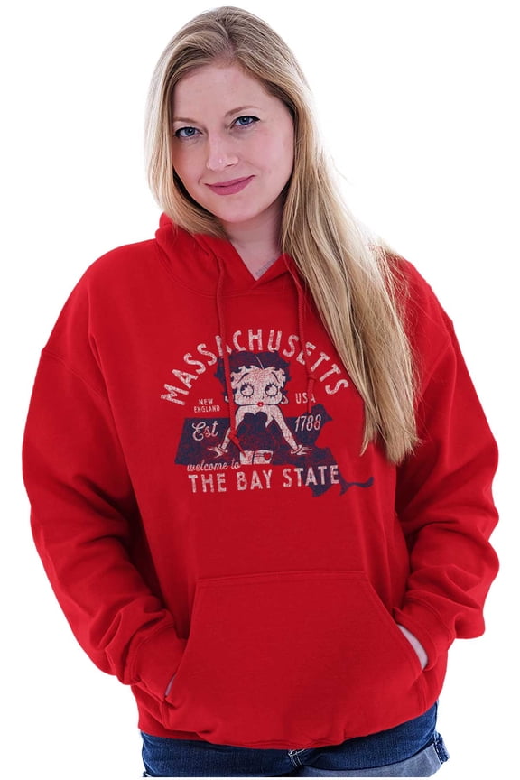 Massachusetts State Pride Betty Boop Women Plus Size Hoodie Brisco Brands 2X