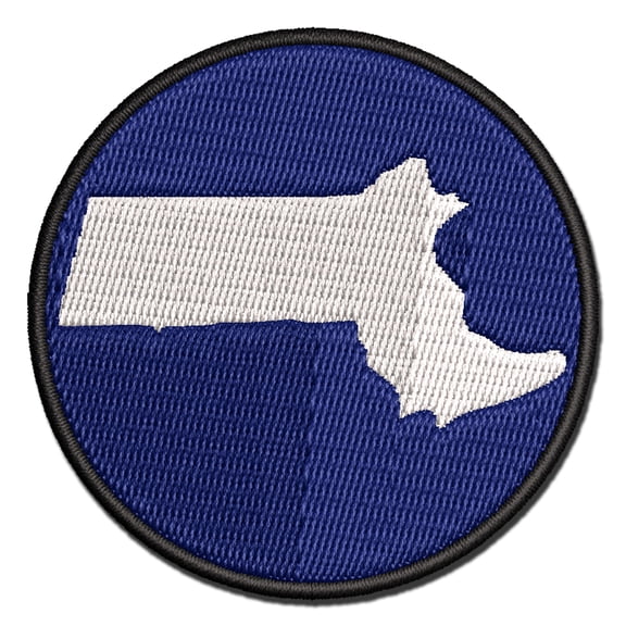 Massachusetts State Silhouette Applique Multi-Color Embroidered Iron-On Patch - 2.0 Inch Mini