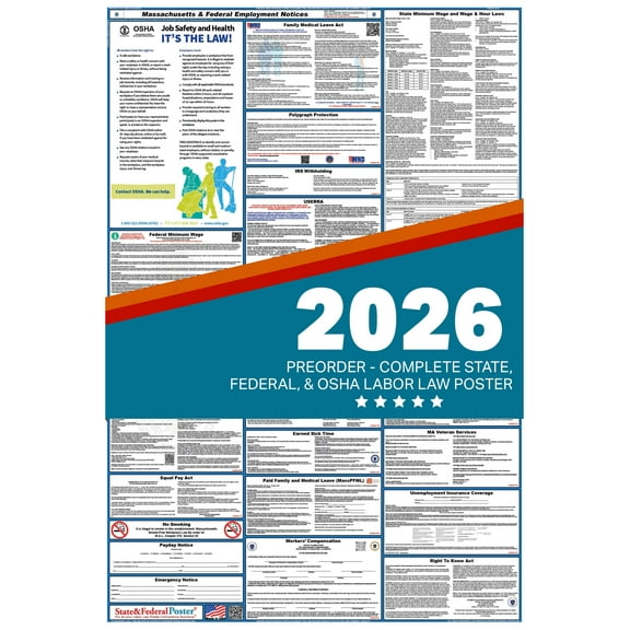 Massachusetts State and Federal Labor Law Poster 2026
