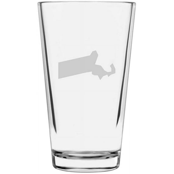 Massachusetts States Etched 16oz Libbey Pint Glass