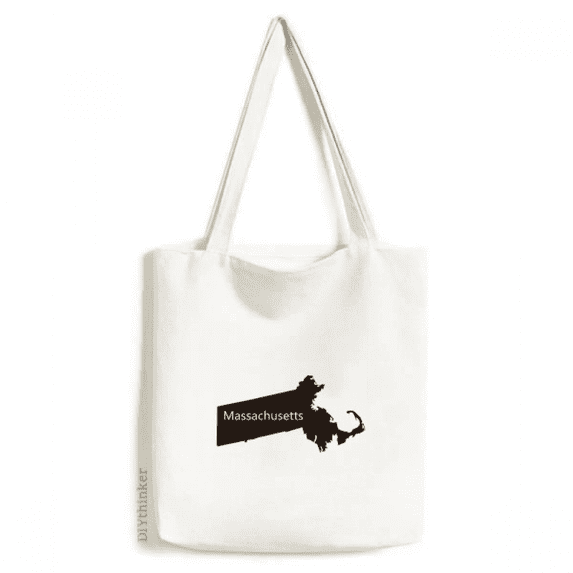Massachusetts USA Map Outline Tote Canvas Bag Shopping Satchel Casual Handbag