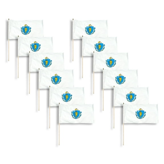 Massachusetts flag 12 x 18 inch - 12 PK