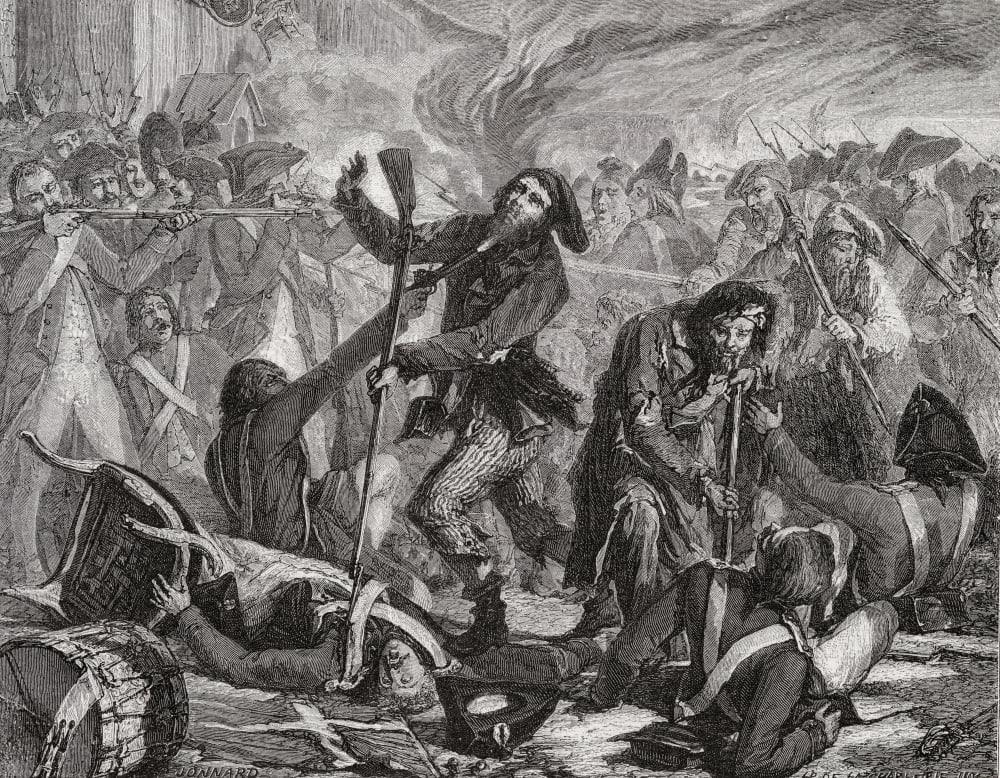 Massacre Of The Swiss 10Th August 1792 Engraved By Jonnard After De La Charlerie From Histoire De La Revolution Francaise By Louis Blanc Canvas Art - Ken Welsh Design Pics (17 x 13)