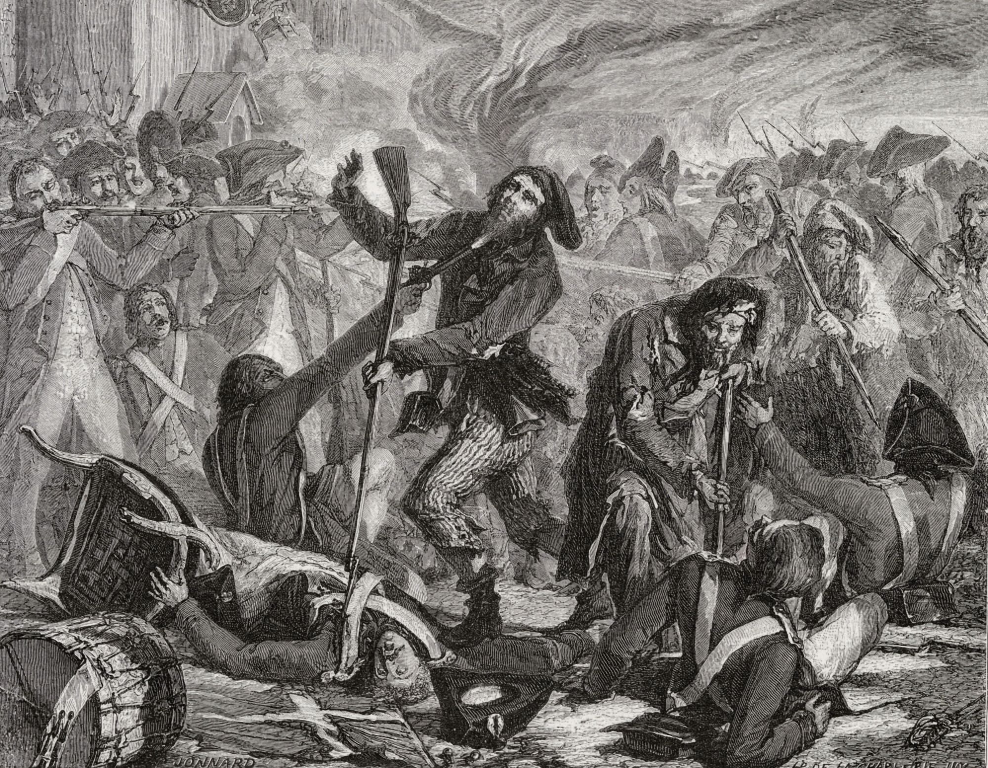 Massacre Of The Swiss 10Th August 1792 Engraved By Jonnard After De La Charlerie From Histoire De La Revolution Francaise By Louis Blanc Canvas Art - Ken Welsh  Design Pics (34 x 26)