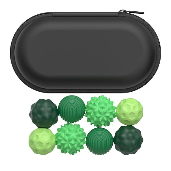 Massage Ball Set with 8 Textured Therapy Balls for Deep Tissue Muscle Relief, Includes Portable Zipper Case, Ideal for Trigger Point, Myofascial Release, Physical Therapy, Yoga, and Gym Recovery