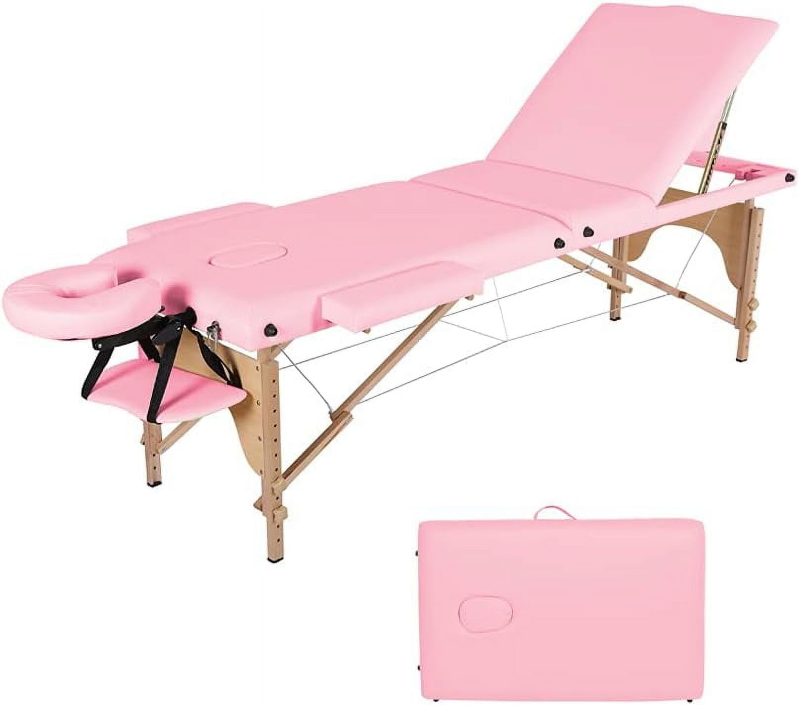 Massage Bed Portable, 3 Folding Massage Table Wood Frame 84in Height