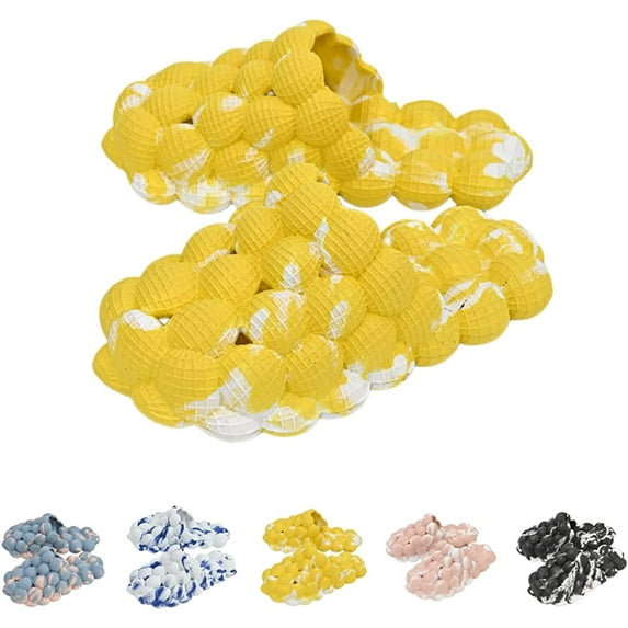 Massage Bubble Slides with charms for Women and Men, Funny Lychee Spa Cloud Slippers for Men Indoor and Outdoor Non-Slip Bath Shower Shoes Bedroom House Gym Basketball Slides Sandals