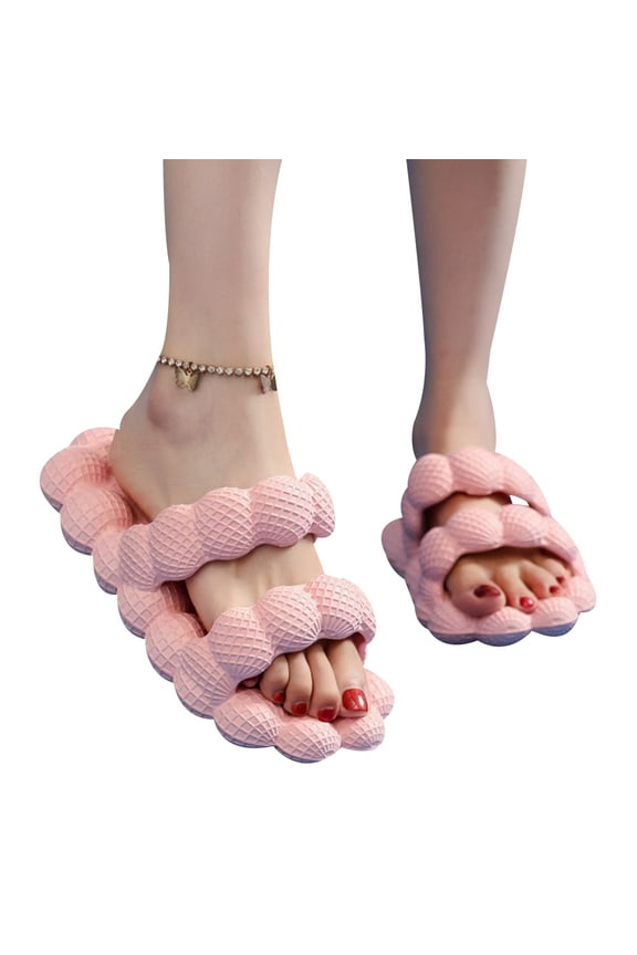 Massage Bubble Slides for Women Men,Adults Funny Lychee Bubble Double Straps Sandals, for Bedroom,Spa,Gym,Beach(pink) - 36/37