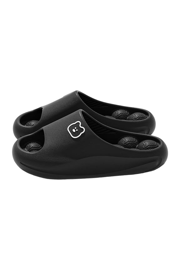 Massage Bubble Slippers for Women Men Nonslip Quick Drying EVA Shower Shoes Cloud Slides Platform Sandals Black Size 8