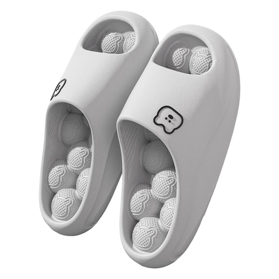 Massage Bubble Slippers for Women Men Nonslip Quick Drying EVA Shower Shoes Cloud Slides Platform Sandals Gray Size 8