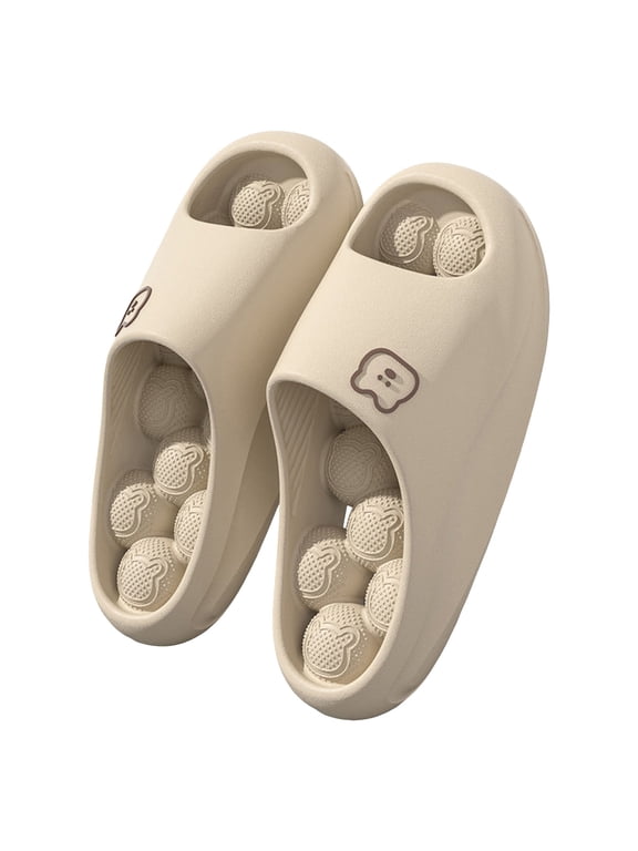Massage Bubble Slippers for Women Men Nonslip Quick Drying EVA Shower Shoes Cloud Slides Platform Sandals Khaki Size 7